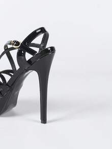 Spring/Summer 14cm Super High Heel Waterproof Platform Peep Toe Stilettos Sandals, Red - Black - View 4