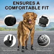 Dog Shoes Hot Pavement, Non - Slip Waterproof Breathable Easy To Clean Put On And Take Off Dog Boots, Paw Protector Hot Summer Roads Winter Snow Black, Size 9: 2.76 Inchx3.35 InchL* - 黑色 + 9 號:(2.76"x3.35")(寬*長) - 查看 3