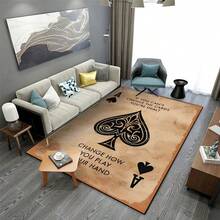 1 Stück Spielkarten Muster Teppich, geeignet für Wohnzimmer, Schlafzimmer, Unterhaltungsbereich Bodenbelag, Bar Dekoration Teppich, Spielzimmer Teppich, perfekt für Party Dekoration - Verschiedenfarbig - Übersicht 5