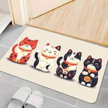 Decorative Diatom Mud Floor Mat With Cute Cat Print, Ultra Absorbent Non Slip Soft Surface, Quick Drying Easy Clean For Home Entryway And Bathroom - trắng - Xem 4