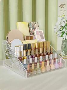 1Piece Home Lipstick And Cosmetics Storage Rack, Multi-Layer Transparent Nail Polish Display Rack, Nail Art Storage Box, Storage Rack - Multicolor - View 4