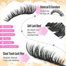 Calphdiar Lashes Clusters 60D+80D Thick Eyelash Clusters 480PCS Wispy Lash Clusters Eyelash Extensions Fluff D-Curly Individual Lashes 10-18mm DIY Volume Lash Extension At Home - MàuH - Xem 6