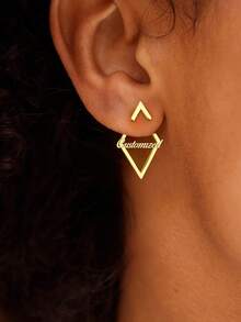 1 par de elegantes pendientes de cruz dorados, pendientes de símbolo de tachuelas, pendientes icónicos dorados, joyería de uso diario, pendientes de diseño original, joyería personalizada con diseños opuestos, personalización de nombre personalizada en pendientes, estilos opuestos, rectangular, estilos de diseño abstracto. - Estilo 6 - Ver 2