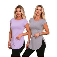 Kit Of 2 Women's Long-Sleeved Gym Tops With Butt-Covering Effect. - 淡紫色/混合色 - 查看 1