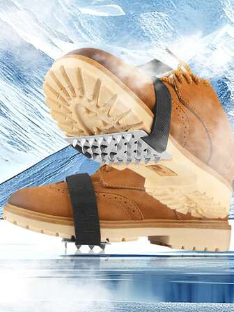 1 Pair Easy Outdoor 26-Teeth Ice Cleats Hiking Snow Anti-Slip Shoe Covers With Stainless Steel Spikes For Icy Surfaces