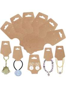 200/100 Blank Folding Necklace Display Cards, Bracelet Display Cards, Sturdy Necklace Hanging Cards, Necklace Kraft Paper Cards, Jewelry Accessory Display Jewelry Hanging Cards, Used For Chain Links, Headbands, Headbands, Collars, Keychains - Multicolor - View 5