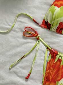 Bộ bikini hai mảnh in họa tiết phối màu, kiểu dáng giản dị, dễ thương, thanh lịch, gợi cảm, phong cách Bohemian, có dây rút, thích hợp cho du lịch biển, kỳ nghỉ xuân/hè. - Nhiều màu - Xem 4