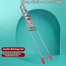 Adjustable Stainless Steel Automatic Fishing Rod Holder - Spring Loaded, Easy Ground Insertion, Foldable Rod Holder With Red Grip Bracket