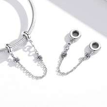 WOSTU 1件925纯银可爱雪花蝴蝶邪眼心形硅胶安全链，适用于女士手链DIY时尚饰品礼品