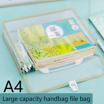 1 ถุงไฟล์ใส, ถุงกระดาษข้อสอบ, กระเป๋าถือกันน้ำความจุขนาดใหญ่นักเรียน, กระเป๋านักเรียน