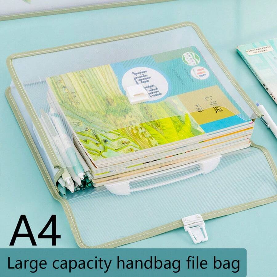 1个透明文件袋，考试用纸袋，学生大容量防水手提包，书包。 - 手提包 - 查看 1