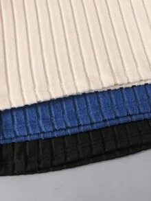 Conjunto de suéter de cuello alto acanalado con parches para niño - Azul - Ver 5