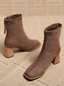 2025 New Spring/Autumn Ankle Boots For Women, High Heel Ankle Boots, Fall, Winter, Autumn, Suitable For Petite Women, Elegant - Khaki - View 8