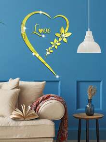 1Set Romantic Heart Love Decorative Mirror Wall Sticker, Self Adhesive Removable Romantic Heart Acrylic Mirror Sticker, Living Room Bedroom Decorative Stickers, 1mm Thickness Best Gifts Birthday Graduation Home Decor Back To School School Supplies - Multicolor - View 6