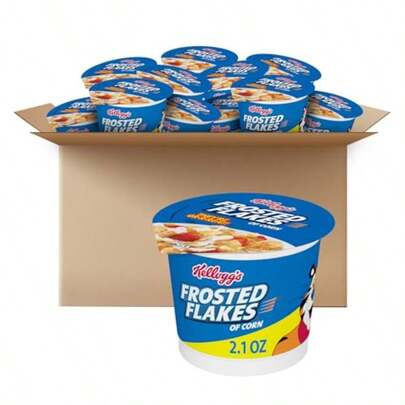 WSXC Kellogg's Frosted Flakes Breakfast Cereal Cups 8 Vitamins And Minerals Snacks Original 25.2oz Case 12 Cups