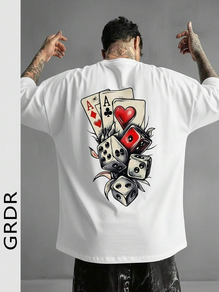 GRDR Men's Summer Printed Graffiti Short Sleeve Fashionable T-Shirt, Suitable For Summer