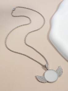 Fashionable European & American Hip-Hop Style Rhinestone Wing Pendant Necklace, Versatile & Unique Valentine's Day Accessories - Necklace - View 5