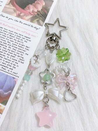1pc Korean Style Natural & Fresh Forest Green Keychain, Crossbody Bag Charm, Car Key/Phone Chain Accessory