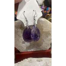 Earrings With Natural Brazilian Gemstones, Teardrop Shape, Delicate, Elegant, Casual. - 紫晶 - 查看 2