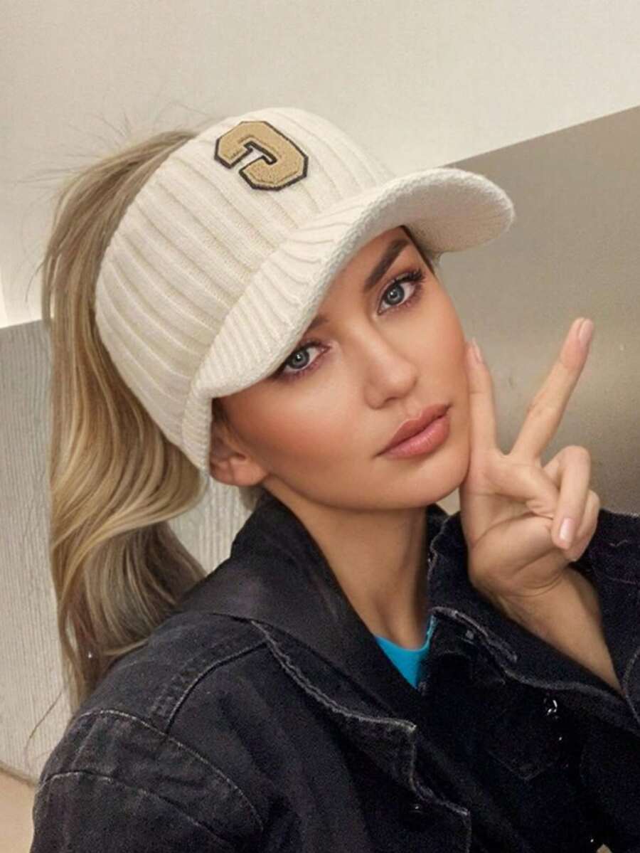 Gorro de punto de invierno para mujer con forro, material acrílico sin estiramiento, gorra de tapa plana, construcción de punto, sombreros boina transpirables para mujer - Diseño plegable para todas las estaciones, artesanía de rayas, inelástico, tema navideño - Multicolor-C - Ver 1