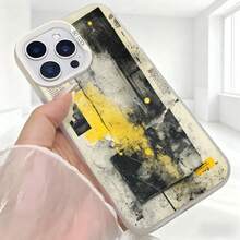 Cubierta de telefono con diseño abstracto gris amarillo y negro con texto SO COOL para iPhone estilo urbano moderno ideal para uso diario en cafeterias y espacios urbanos - Negro - Ver 5