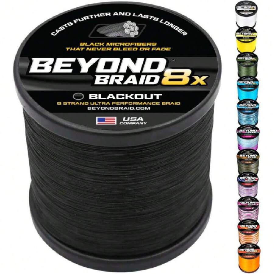 Braided Fishing Line -Super Strong - Abrasion Resistant - No Stretch -Blue Camo, Moss Camo, White, Green, Pink, Blue, 4 Strand 8 Strand,31254157 - 黑色 - 查看 1