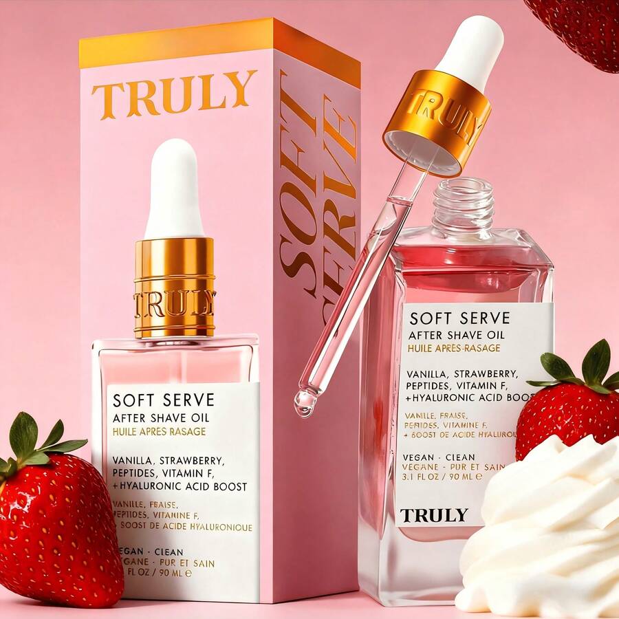 Truly Luxury SOFT SERVE Post-Hair Removal Soothing Body Oil | Prevents Ingrown Hairs & Bumps | Hydrating & Calming With Jojoba & Squalane For Smooth Skin | 3.1oz - 粉色 - 查看 1