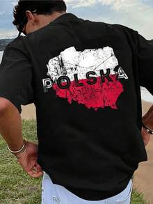 Men'S Polska Graphic T-Shirt - Black With Red & White Polish Map Design - Casual Crew Neck, Short Sleeve, Breathable Cotton - Perfect For Casual Attire, Polish T Shirts - Black - View 6