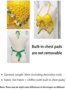 Coin Embellished Halter Neck Dance Accessory, Sparkly Performance Body Accent, Festival Rave Costume Piece - Multicolor - View 12