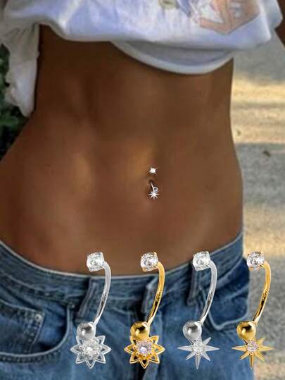 1件S925纯银八角星吊坠，适合肚脐穿孔，是女孩日常佩戴的理想之选，也是送给女友、母亲、姐妹的最佳礼物。