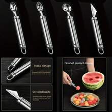1pc Stainless Steel Fruit Spoon, Fruit Ball Digger, Reusable Watermelon Spoon, Creative Carving Knife, Fruit Spoon, Watermelon Spoon, Cutter, Kitchen Utensils, Kitchenware, Watermelon Baller, Melon Scraper