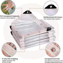 1pc Heavy Duty Transparent Vinyl Tarp - Waterproof & Windproof, With Extra Grommets And Ropes, Suitable For Outdoor Use - Great For Patio, Porch Canopy, Plant Cover And Camping