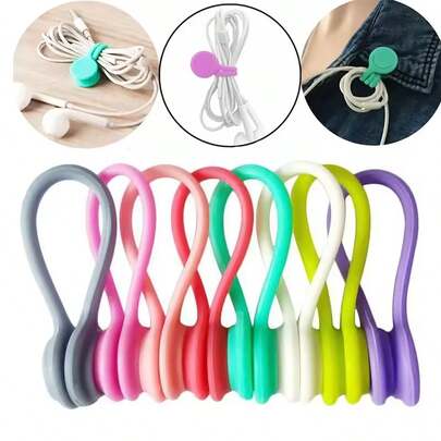5/10pcs Reusable Magnetic Cable Ties, Silicone Magnetic Straps For Bundling, Bookmarks & Fridge Magnets