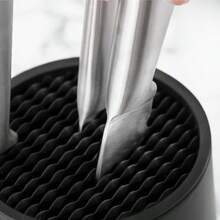 Household Plastic Knife Block - All-In-One Kitchen Utensil Storage Rack For Knives - Black - View 6