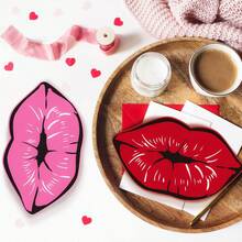 1 pieza/2 piezas Decoración de labios grandes de madera en rojo brillante/rosa suave - Diseño encantador y romántico, tamaño aproximado de 16 x 9 x 1,2 cm, decoración artesanal para el hogar, ideal para la decoración de la mesa/bandeja del Día de San Valentín, decoración para propuestas/fiestas de amor y regalo de aniversario romántico - Multicolor - Ver 4