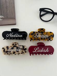 Kẹp tóc hình vuông oval khắc tên cá nhân, kẹp tóc đính đá tùy chỉnh 5 chữ cái, phụ kiện tóc có thể tùy chỉnh màu sắc, phụ kiện tóc dành cho nữ. - Nhiều màu - Xem 5