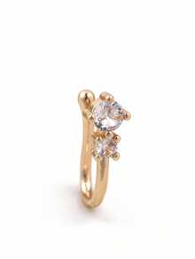 1 件个性化简约 U 型鼻夹，闪亮 CZ 水滴设计，立方氧化锆鼻环，女士无孔鼻夹饰品，金色 - 金黃色 - 查看 5