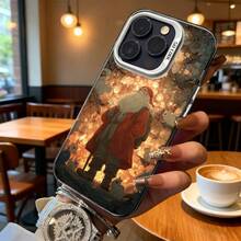 Funda de Teléfono Santa Claus Plateado en el Bosque con Nieve e Impresión de Luz de Fuego para iPhone 14 15 13 Pro Max  Galaxy S23 S24 Ultra, Regalo Ideal para Todas las Estaciones - Negro - Ver 6