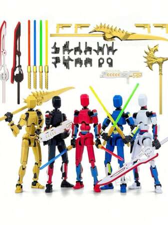 Multi-Colored Titan 13 Action Figure Set With Laser Saber 3D Printed T 13 Lucky Robo Dummy Nova 13 Action Figures