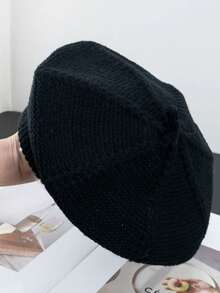 女性復古英式貝雷帽,針織羊毛文藝畫家帽,百搭保暖冬季小短毛帽,街頭休閒風格