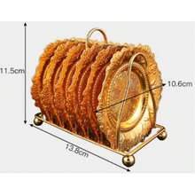 1 Set Gold Metal Coaster Holder, Tray, Fruit Plate, Snack Dish, Cake Stand, Organizer Rack - Gold - View 4