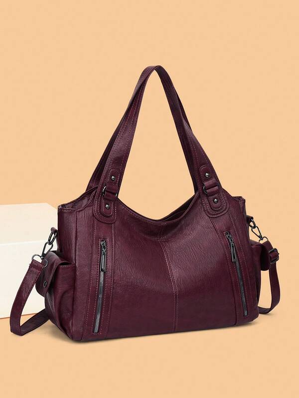 Waterproof Business Casual PU Handbag, Multi-Pocket Design With Compartment, Multifunctional Shoulder Crossbody Bag, Suitable For Young Girls, Female College Students, White-Collar And Career Starters, Perfect For Work, Business Commute, Shopping, Outdoor Travel And School, Large Capacity Women's Bag