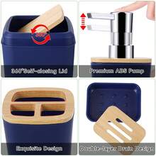 YESagoodShop Bathroom Set Black Trash Can  9 Piece Decor Toothbrush Holder Cup Lotion Dispenser Tray Soap Dish Toilet Brush Qtip 1763699629789 - 沐浴套裝+浴簾+浴墊 - 查看 5