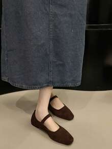 2025 New Flat Soft Suede Comfortable Mary Jane Shoes, Elegant Lady Style, Autumn - Brown - View 4