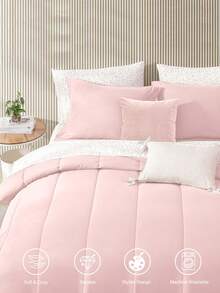 1pc Quilted Comforter, Cloud-Like Comfortable Down Alternative Comforter Suitable For All Sizes (Twin, Full, Queen, King), All Season, Machine Washable, Oeko-Tex Certified, Light Pink