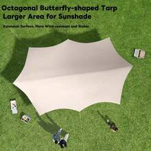 Toldo de lona Oxford de 450cm x 430cm para acampada, protección solar 4 en 1, impermeable, a prueba de viento, material de alta calidad, esencial para acampada al aire libre - Multicolor - Ver 3