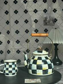 This Minimalist Striped Teapot With A Wooden Handle And Diamond-Shaped Lid Is Perfect For Use Indoors During Winter, Whether Near A Fireplace, Fireplace, Or Gas Stove. It's Also An Essential Item For Winter Camping, Suitable For Family Gatherings And Holidays, And Makes A Wonderful Gift For Friends And Family. - Multicolor - View 8