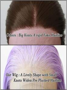 180% Density 13x4 Synthetic Lace Front Wig, Purple Ash Brown Natural Straight Hair, High Quality Heat Resistant Fiber, Full Wig Set For Women - Multicolor - View 8