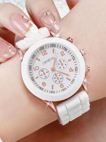 10pcs Minimalist Casual Women's Quartz Watches, A Colorful Dopamine-Inspired Watch Set For Women, Featuring Black/White/Pink/Red/Blue And Other Colored Straps Paired With Matching Dials, Perfectly Showcasing A Sweet And Cool Dopamine-Style Vibrant Feel. - Multicolor - View 4