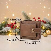 Carteira Personalizada Presente para Homens - Carteira de Couro Sintético Marrom Fashionable com Design Gravado, Fechamento de Pressão, Clipe de Zíper e Porta-Moedas, Acessórios Elegantes para o Dia dos Pais | Carteira de Decoração Personalizada - Multicolorido - Visão 8